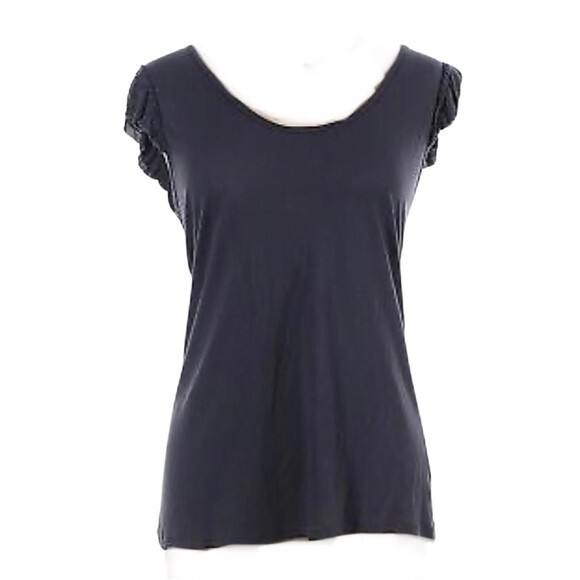 Old Navy dark gray ruffle cap sleeve top size small - Picture 1 of 4